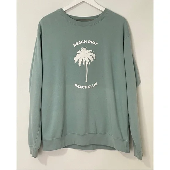 Beach Riot Beach Club Palm Tree Pullover Sweatshirt Size Medium - Picture 2 of 5